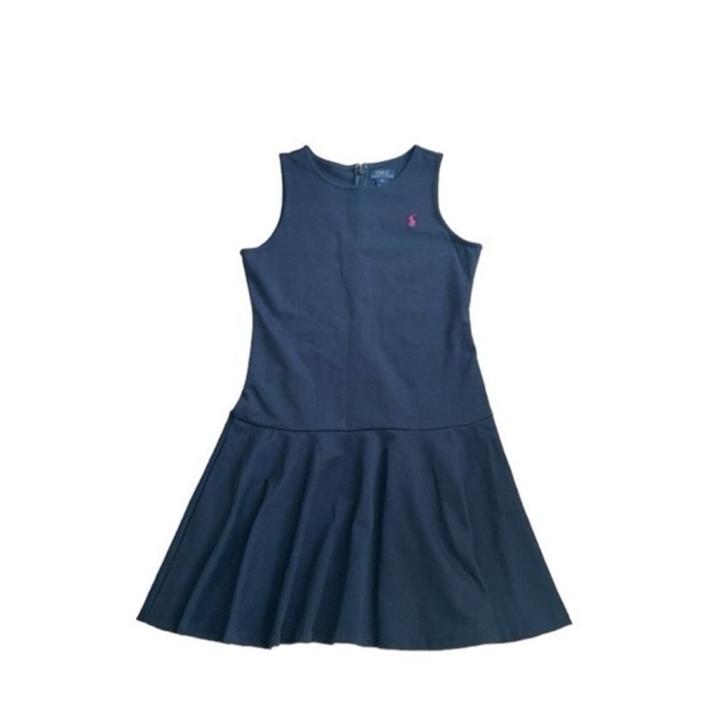 Polo Ralph Lauren Girls Navy Blue‎ Drop Waist Pleated Preppy Dress 16